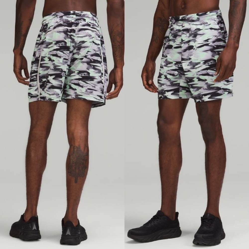 Lululemon Pace Breaker Short 7" Linerless In Paint Glide Multi Green Size XXL